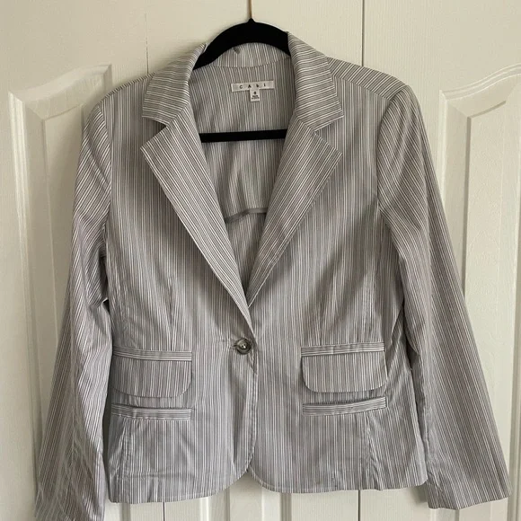 Striped Gray Blazer with Floral Cuffs - Picture 4 of 6